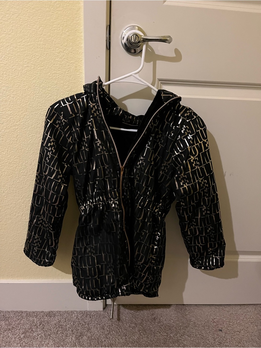 Penelope Mack Black Jacket with Metallic Gold Print